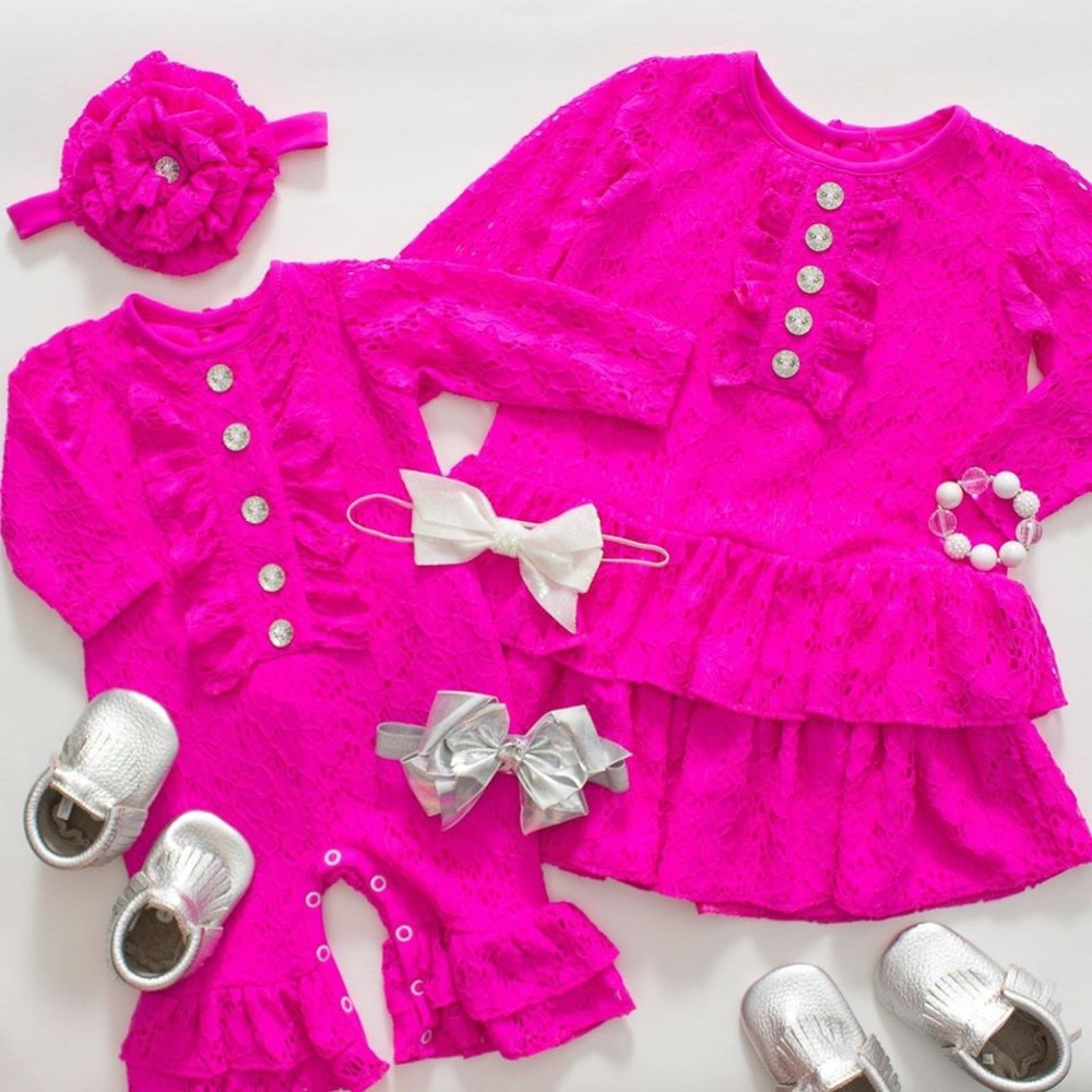 RicRac and Ruffles Berry Lacey dress & headband